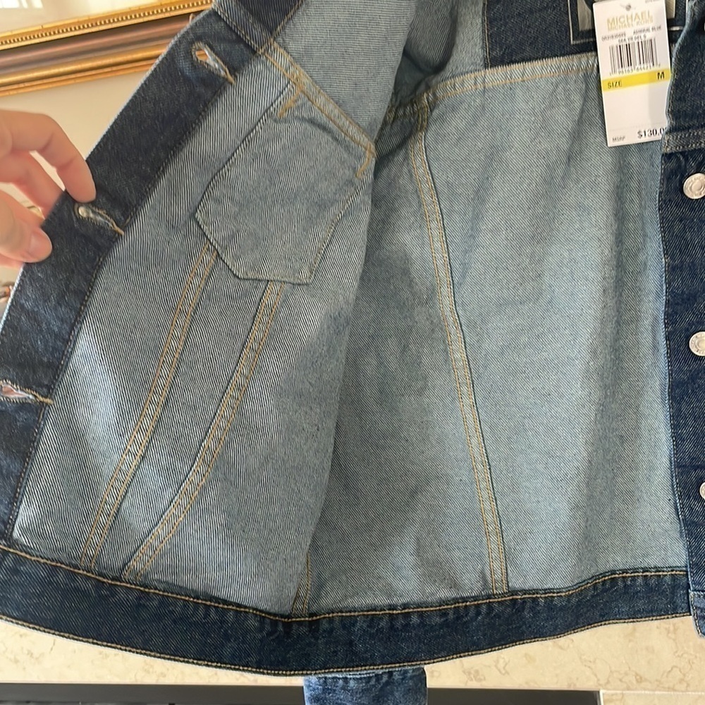 Brand New Michael Kors Admiral Blue Denim Button Up Jean Jacket - Picture 14 of 16